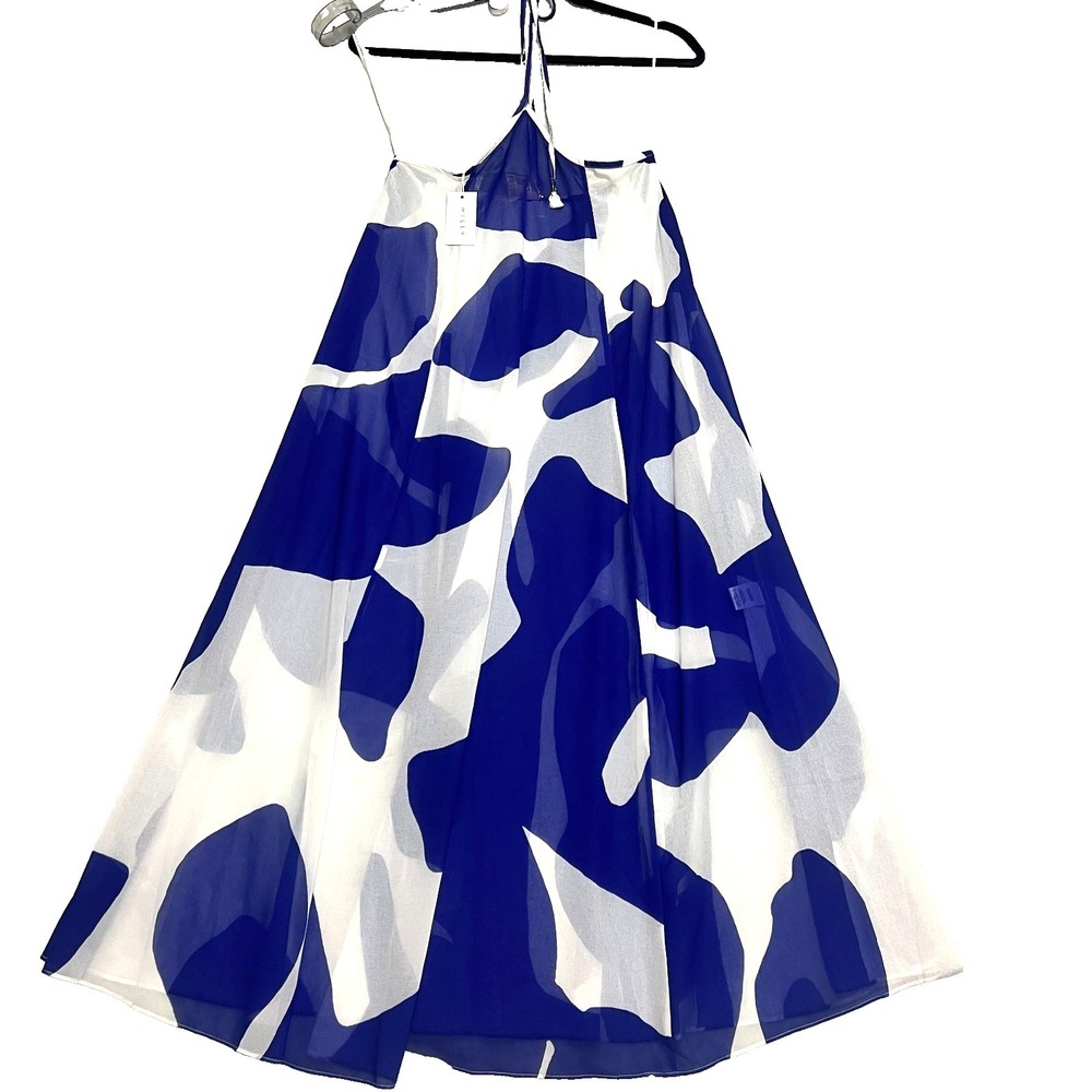 Milly Blue and White Abstract Print Swim Coverup